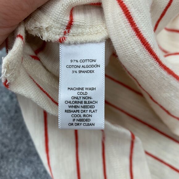 Lou & Grey Top Womens S Small Cream Red Striped Off The Shoulder Stretch - Picture 6 of 11